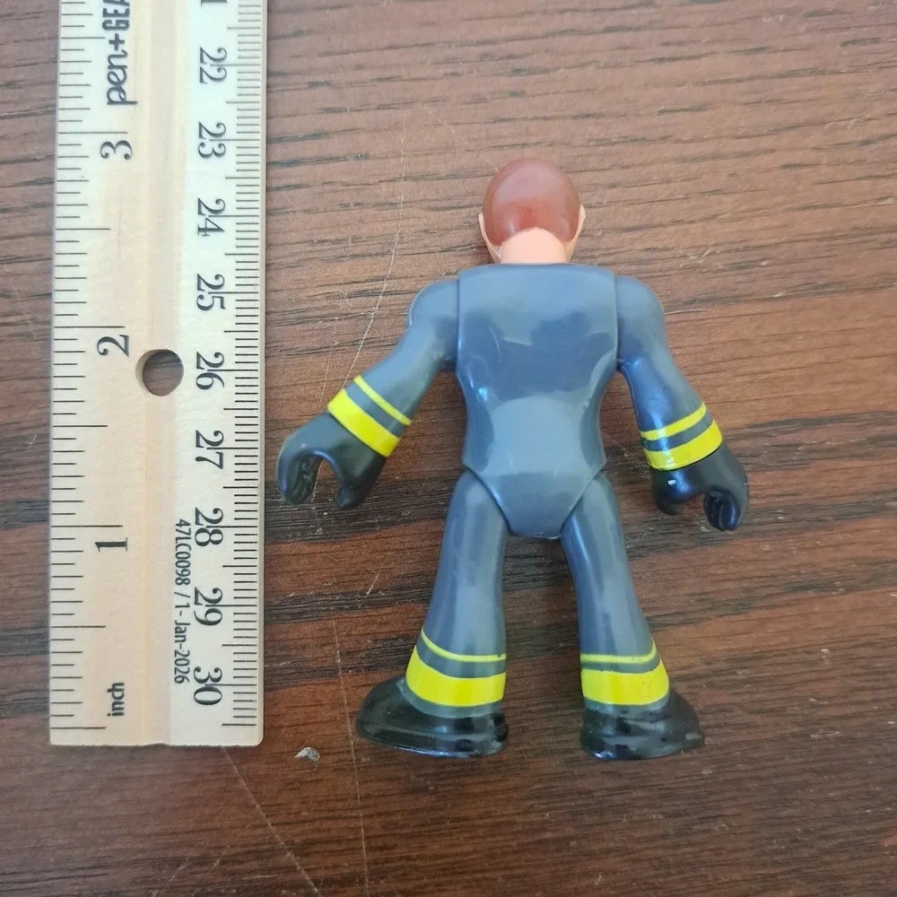 Fisher-Price Imaginext Firefighter Figure Grey Yellow Uniform Sunglasses 2.75